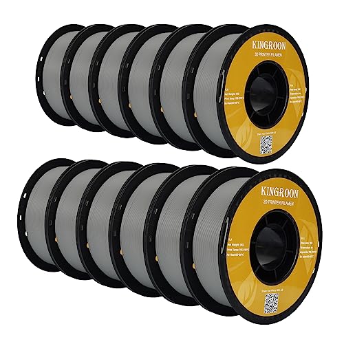 Kingroon PLA 3D Printer Filament, 12Rolls, Dimensional Accuracy +/- 0.03 mm, 12kg Spool(26.4lbs)