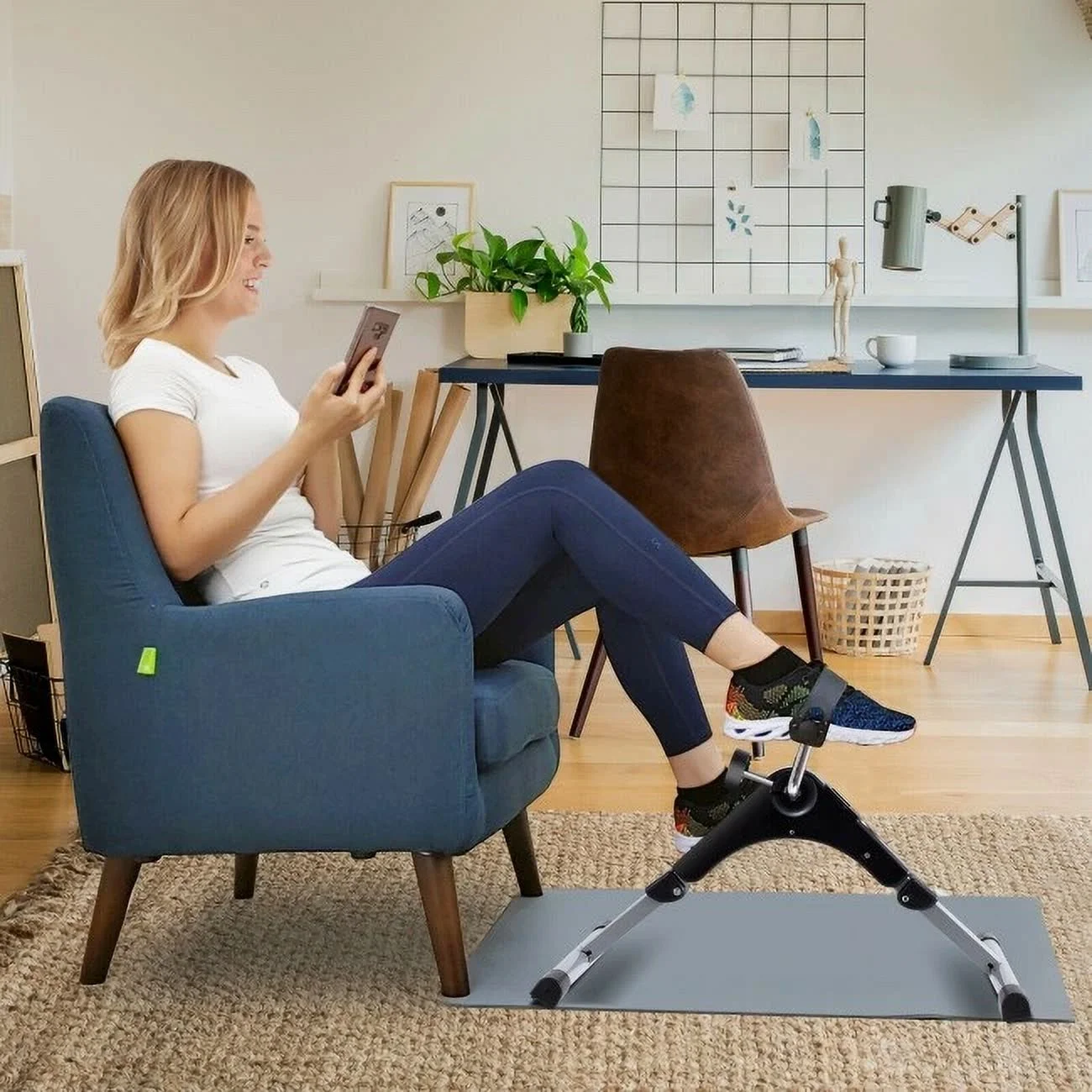 FEIKUQI Indoor Under Desk Arms Legs, Folding Pedal Exercise Bike With Electronic Display