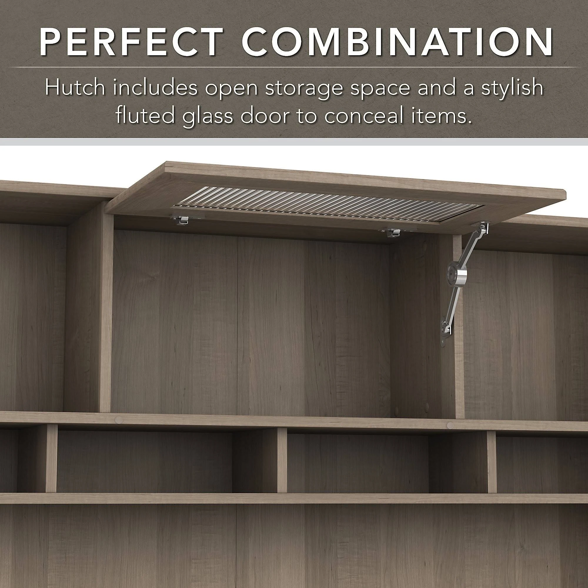Bush Furniture Cabot Collection - Desk with 5-shelf bookcase - with hutch - L-shaped - reclaimed pine