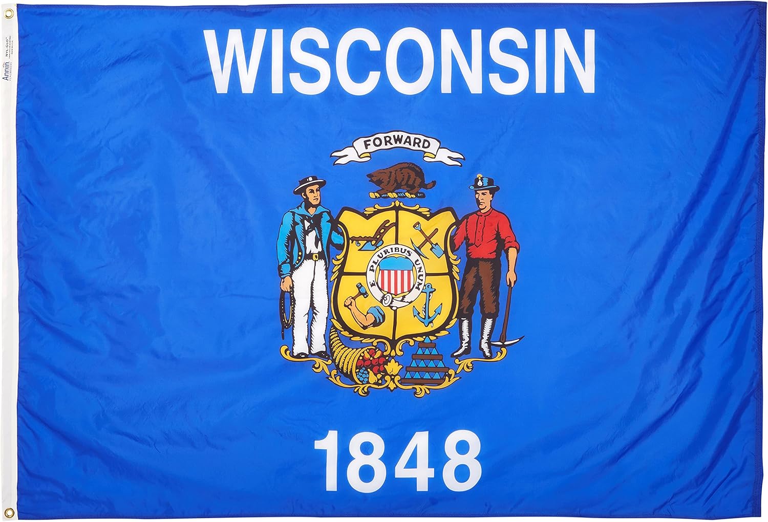 Annin Flagmakers Wisconsin State Yard Flag USA-Made to Official State Design Specifications, (Model 145960)