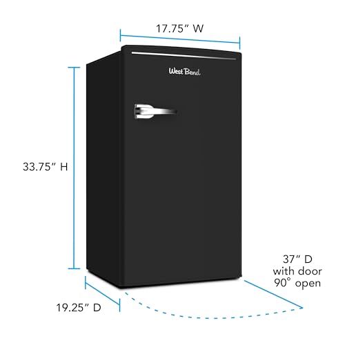 West Bend Mini Fridge with Freezer Retro-Styled for Home Office or Dorm