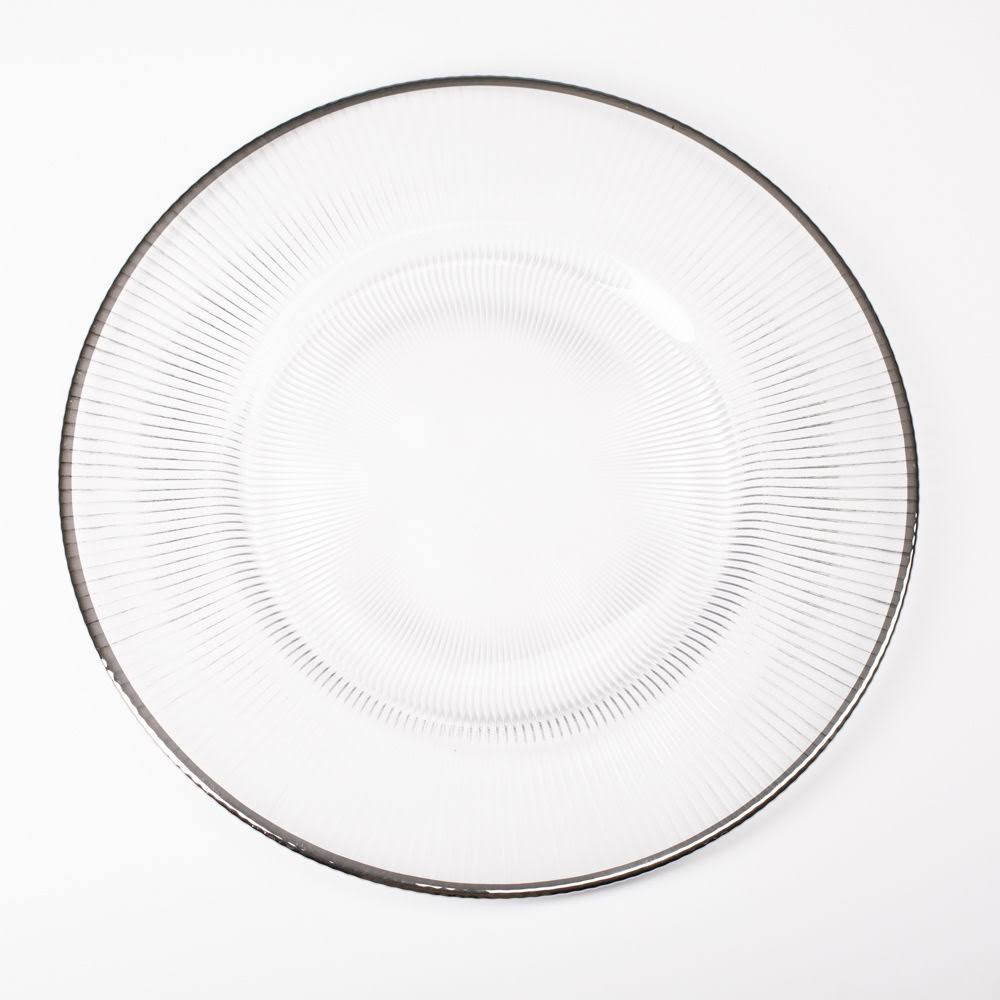 Richland 13x22 Silver Rim Glass Charger Plate Set of 12