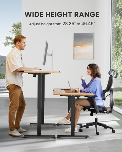 ErGear Height Adjustable Electric Standing Desk, 48 x 24 Inches Sit Stand up Desk, Memory Computer Home Office Desk with Two-Piece Desktop (Walnut)
