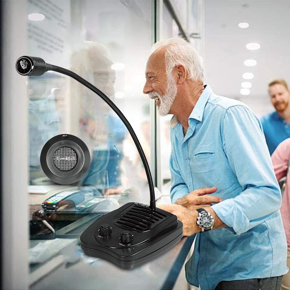 MEEYI MY-E330 Window Speaker System,2M Cable with Outer Speaker,Microphone Intercom,Window Intercom Speaker for Bank,Counter,Store,Restaurant