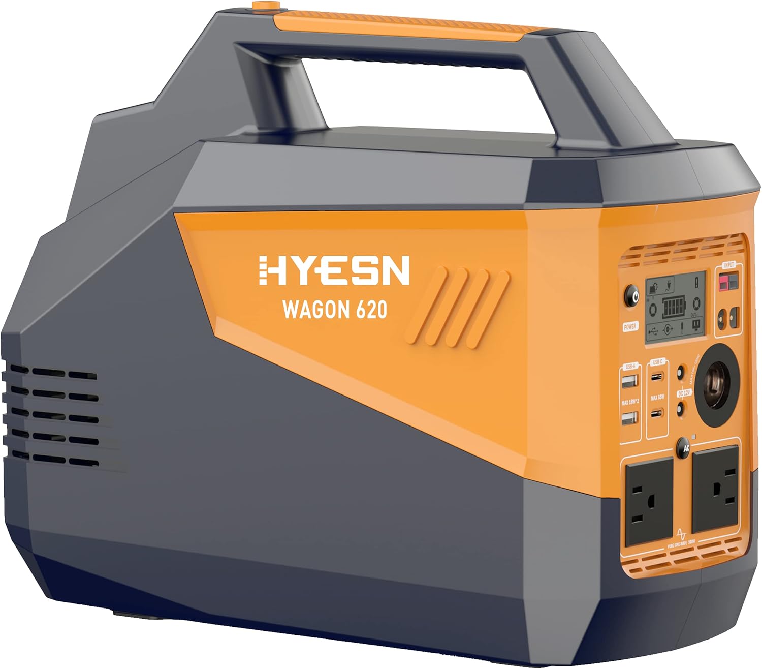 HYESN Portable Power Station 500W Outdoor Solar Generators 618Wh Backup Lithium Battery Power Multiple Devices