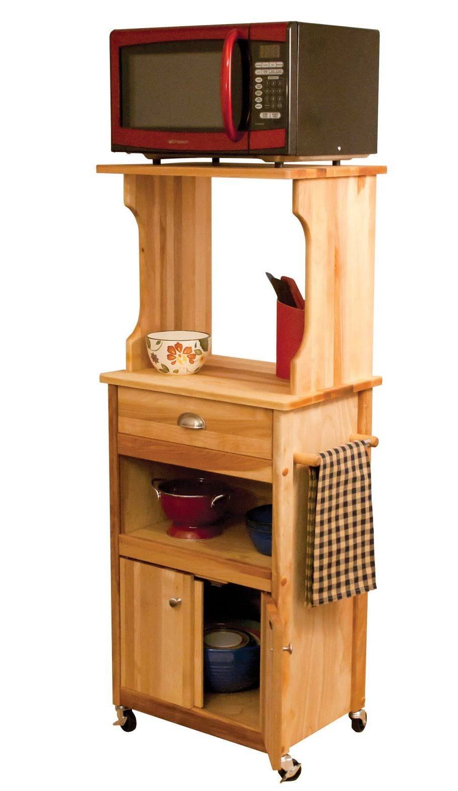 Catskill Craftsmen 51570 Hutch Top Cart with Open Storage Microwave Cart, Natural