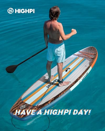 Highpi Inflatable Stand Up Paddle Board Premium SUP Accessories, Backpack, Wide Stance, Surf Control, Non-Slip Deck, Leash, Paddle and Pump
