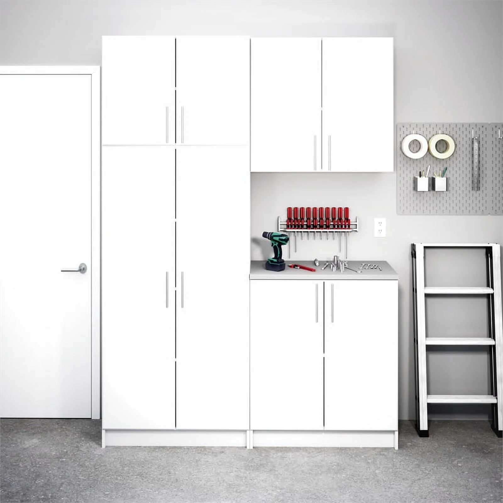 Pemberly Row White Engineered Wood Base Cabinet with Melamine Countertop