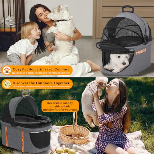 PAWZIDEA Dog Stroller for Large Dogs, Pet Stroller with Detachable Carrier for Portable Dog Crate for Car Seat, Foldable Dogs Jogger Strollers