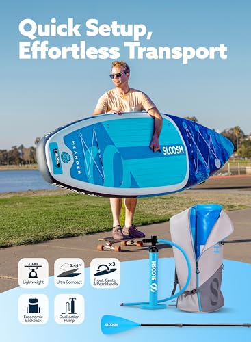 SLOOSH Inflatable Stand Up Paddle Board, 10'6" Inflatable Paddle Boards with Premium Accessories, Non-Slip EVA Deck, Ultra-Light Carry Bag Pump