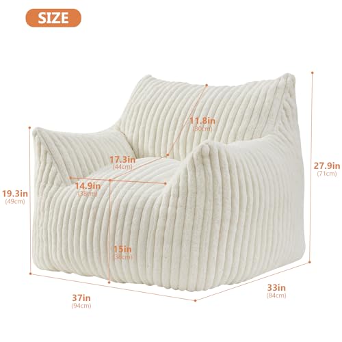 Giant Bean Bag Chairs for Adults with Filling Plush Fluffy Bean Bag Chairs for Teens with Armrests Comfy BeanBag Lazy Couch Sofa Chair for Bedroom
