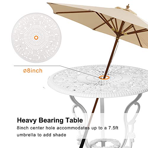 HOMEFUN Bistro Table and Chairs Set of 2 Outdoor 3 Piece Patio Set, Rose Pattern Cast Aluminum Bistro for Garden Balcony