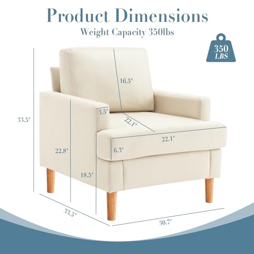 Apicizon Grey Accent Chair Set of 2, Modern Mid-Century Linen Armchair for Living Room, Comfy Upholstered Reading Accent Chairs