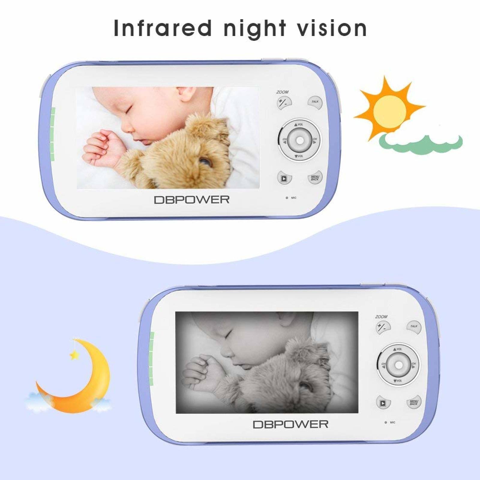 Dbpower Video Baby Monitor with 4.3x22 LCD Screen, 270 pan-tilt-zoom,
