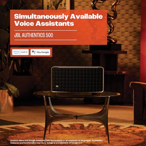 JBL Authentics 300 - Retro Style Wireless Bluetooth/Wifi Home Speaker, Built in Battery (4800mAh), Music Streaming Services via Built-in Wi-Fi
