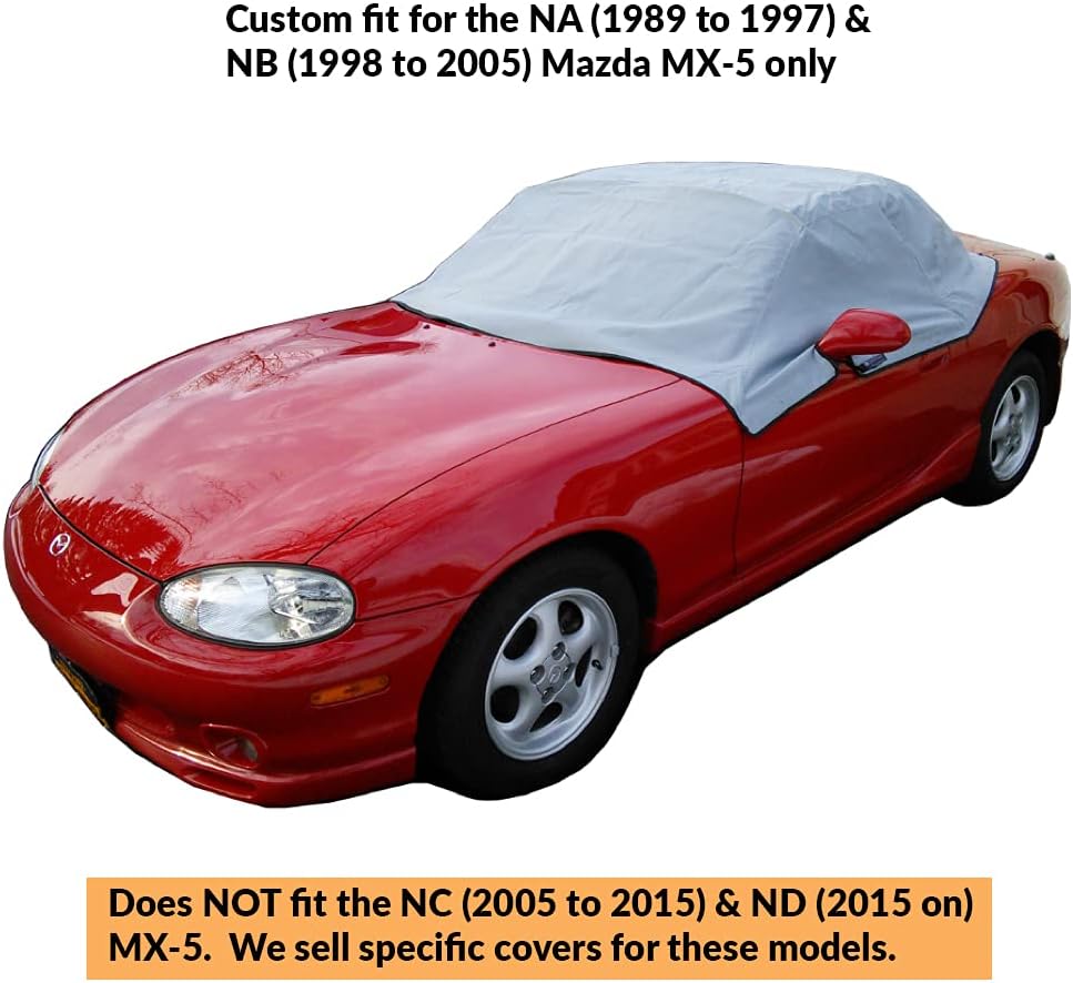 North American Custom Covers Compatible Soft Top Roof Protector Half Cover for Mazda Miata MX5 Mk1 Mk2 Mk2.5 (NA and NB Models only)