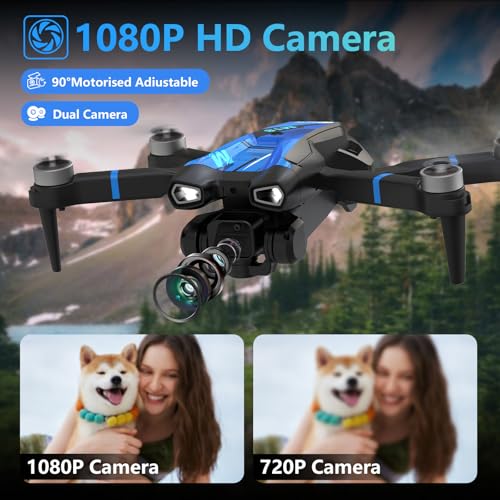 M18LCD Drone with 1080P Camera 45&deg; Adjustable Lens Brushless Motor Rechargeable LCD Remote Foldable RC Quadcopter for Beginners
