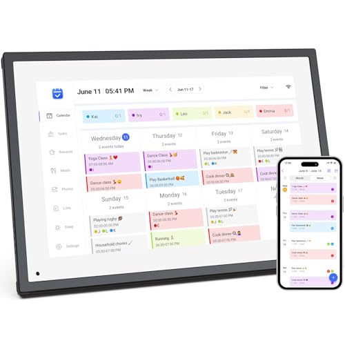 10.1 inch Wall Planner Digital Calendar & Chore Chart, Smart Touchscreen Interactive Display for Family Schedules, Hearth Display Digital Calendar