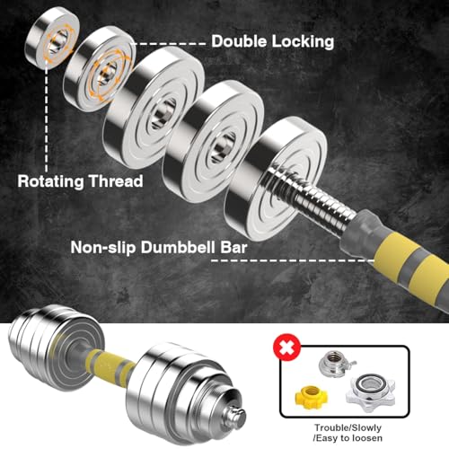 PHOEROS Adjustable Dumbbell Set - 44/66/88 LBS weights set, Dumbbell Barbell 3 in 1