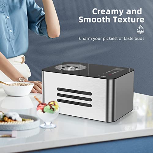UKKISO Ice Cream Maker for Home: 1.6 Quart Automatic Ice Cream Maker Machine with 4 Mode