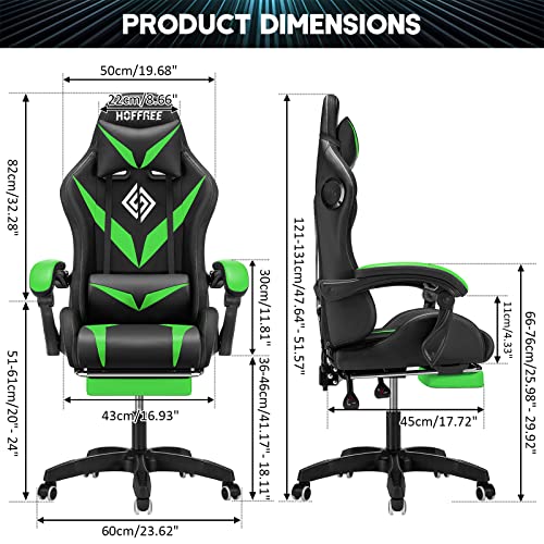 Gaming Chair with Bluetooth Speakers and RGB LED Lights Ergonomic Massage Computer Gaming Chair with Footrest Video Game Chair High Back with Lumbar