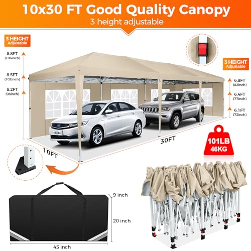 COBIZI 10x10 Pop up Canopy Tent Protable Canopy Tent with 4 Sidewalls Waterproof Commercial Instant Shelter for Parties, Wedding