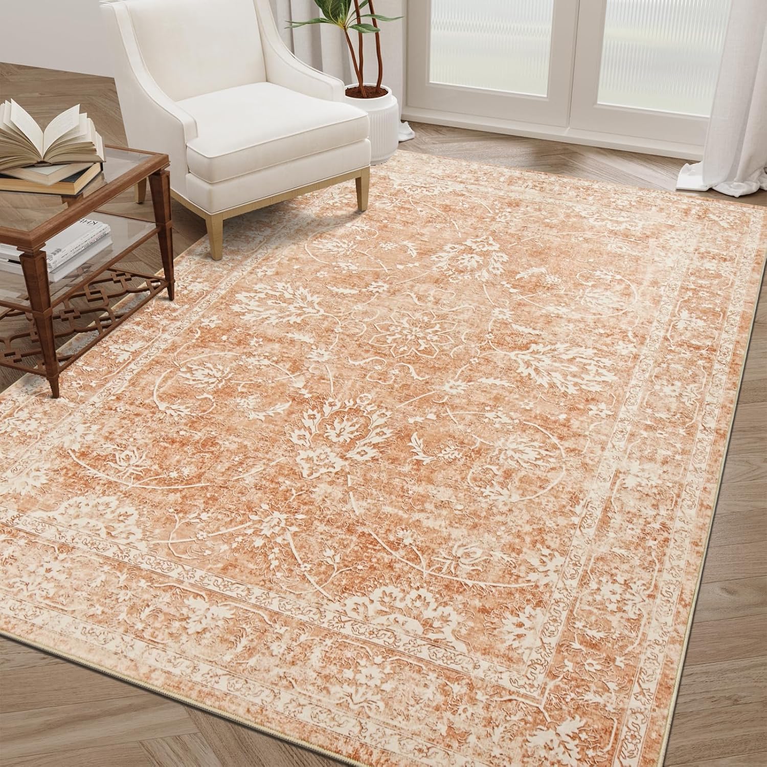 Madane 8x10 Area Rugs for Living Room, Anti-Slip Backing Area Rugs 8x10, Machine Washable Rugs 8x10, Soft Distressed 8x10 Rug