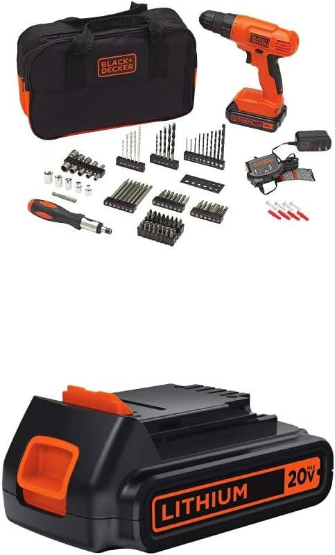 BLACK+DECKER 20V MAX* POWERCONNECT Cordless Drill Kit + 100 pc. Kit (BDC120VA100)