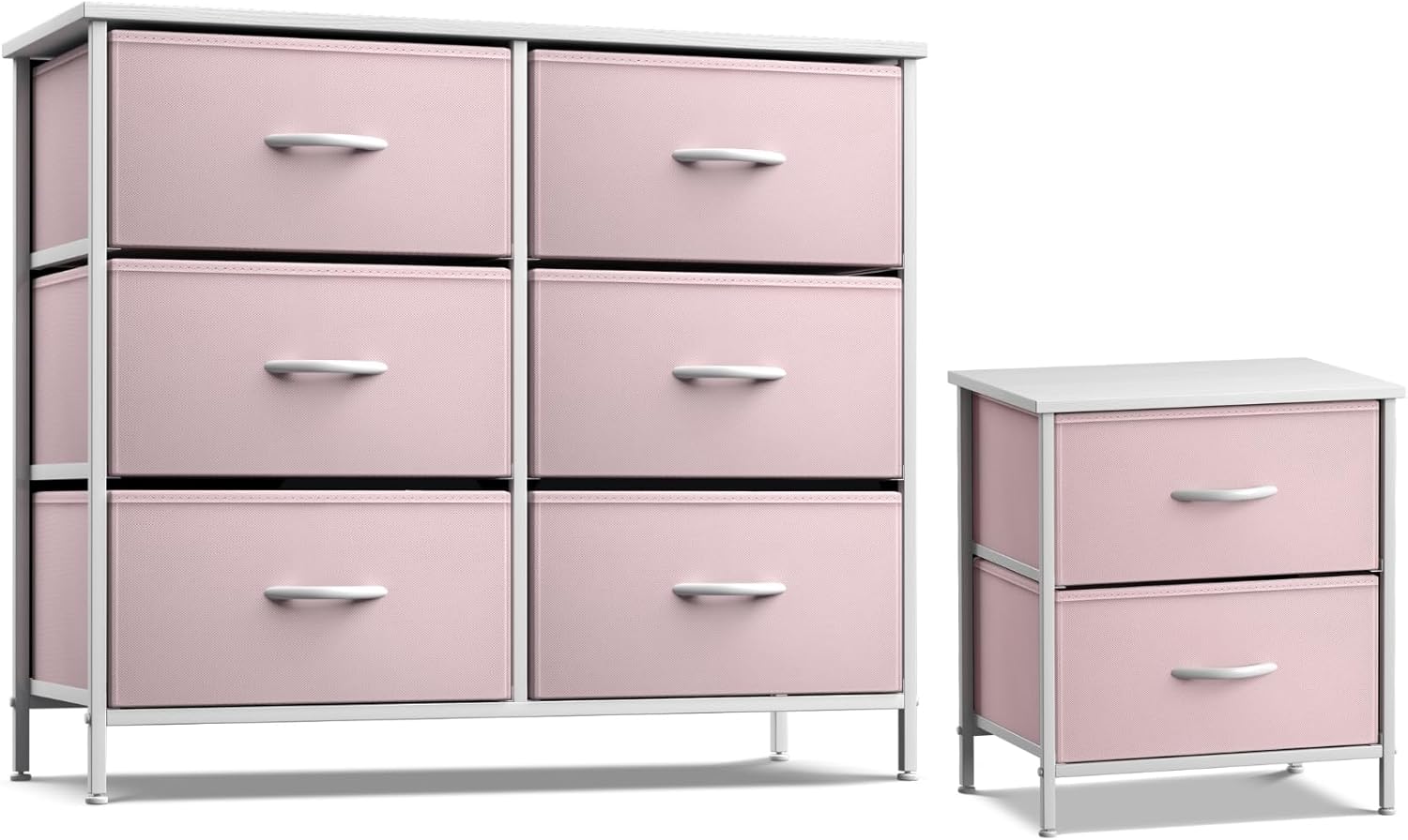Sorbus Kids Dresser with 6 Drawers and 2 Drawer Nightstand Bundle - Matching Furniture Set - Storage Unit Organizer Chests for Clothing - Bedroom
