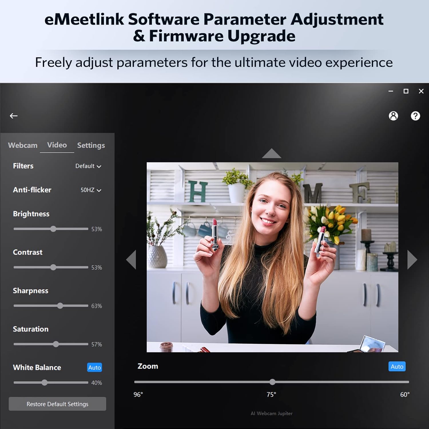 1080P 60FPS Webcam, All-in-one Streaming Camera with 4 Mics and 3W Speaker eMeet C990, 4 Built-in Array Algorithm
