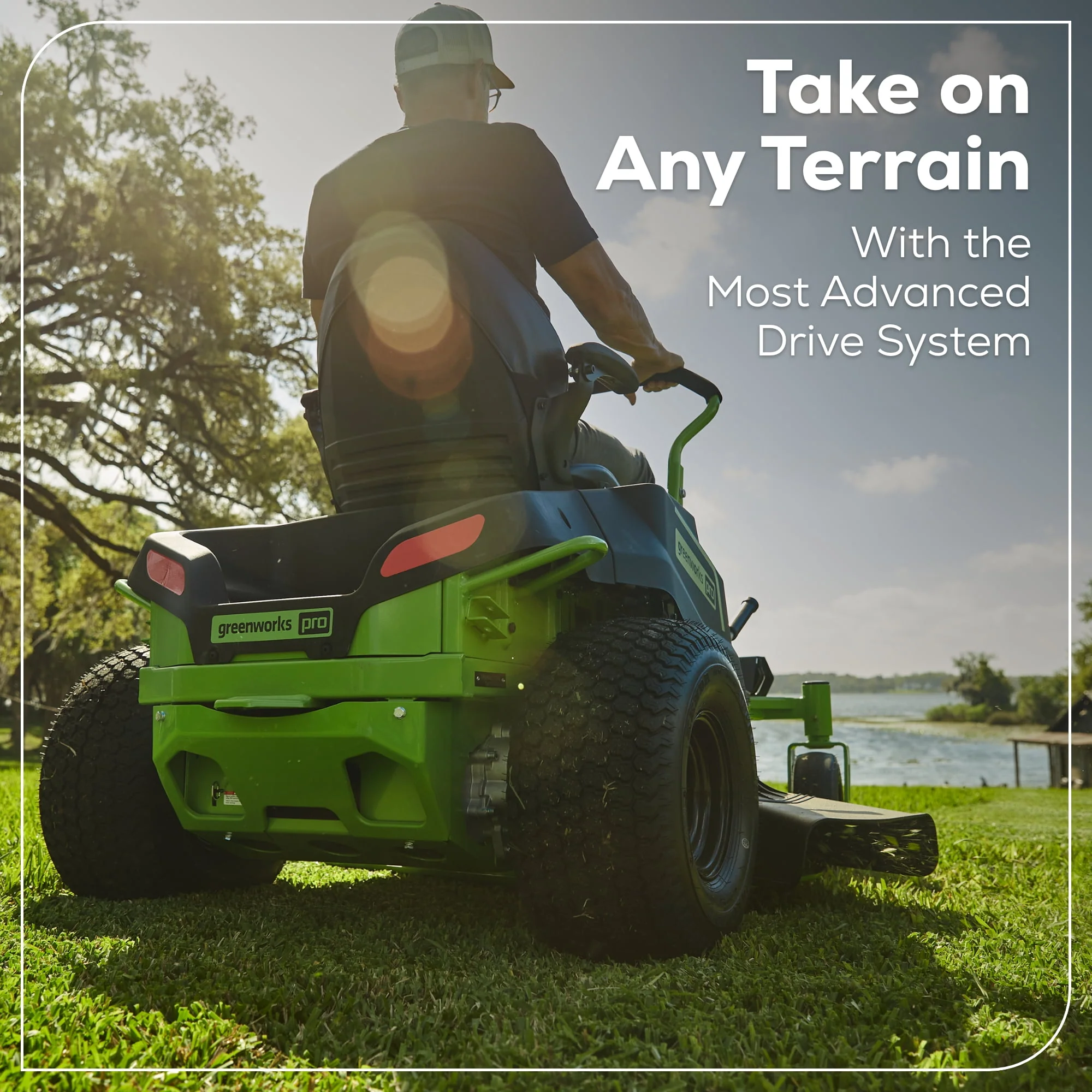 Greenworks 60V 42” Cordless Battery Crossover-Z Zero Turn Riding Lawn Mower + (6) 8Ah Batteries & (3) Dual Port Turbo Chargers 7409302