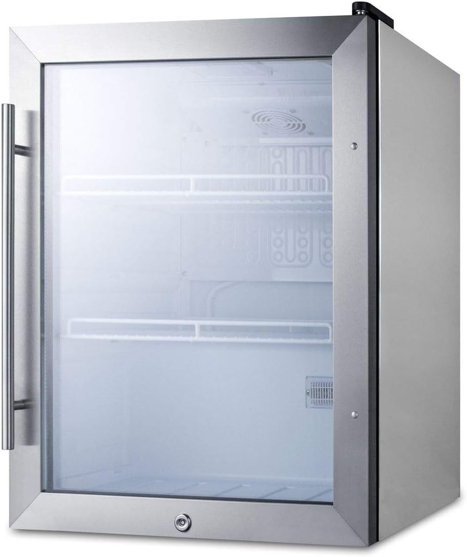 Summit Appliance SPR314LOSCSS Compact Outdoor Beverage Center with Stainless Steel Trimmed Glass Door, Automatic Defrost, Adjustable Thermostat