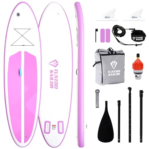 Tuxedo Sailor Inflatable Stand Up Paddle Board with Complete Accessories for Surfing and Traveling
