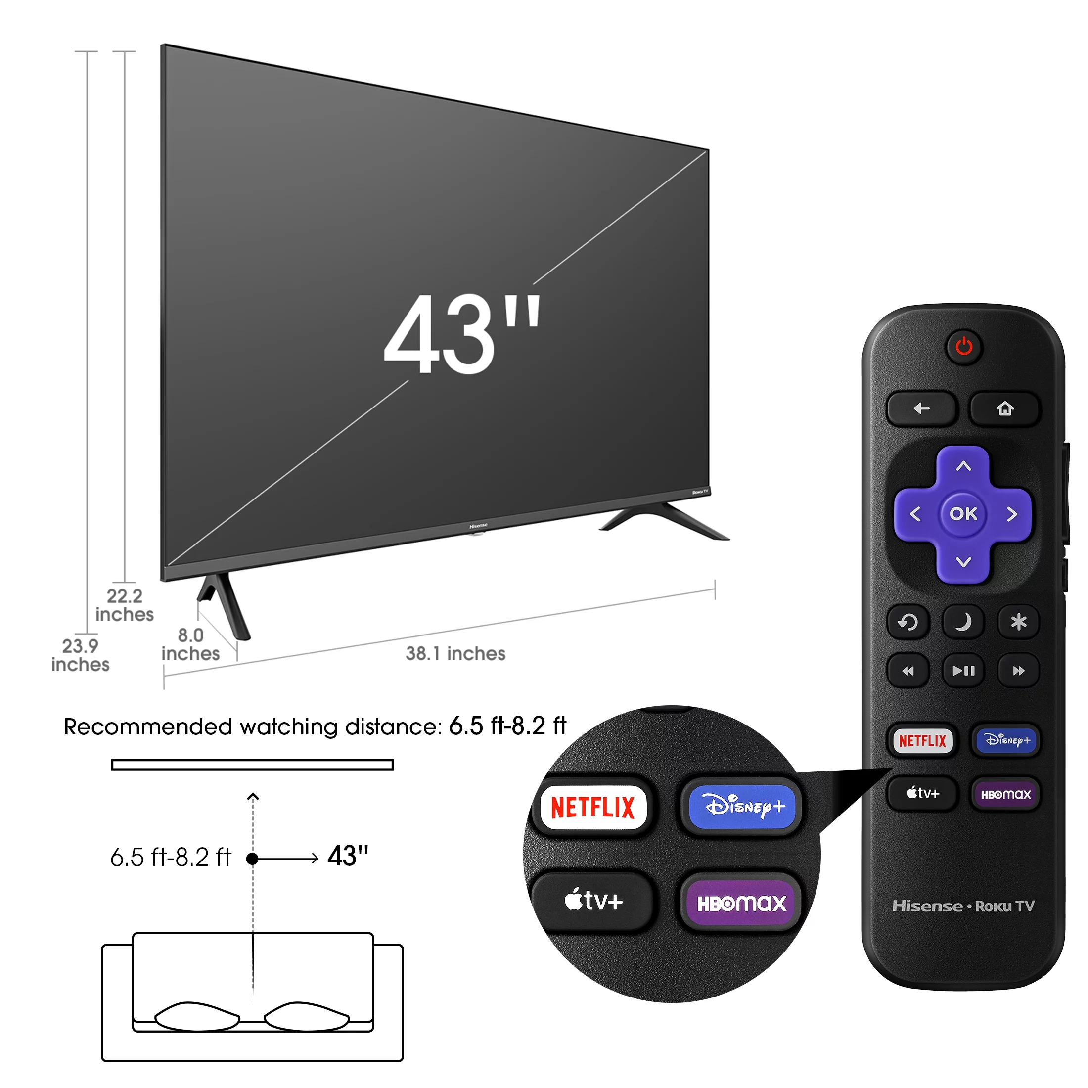 Hisense 43 Class 1080p FHD LED Roku Smart TV H4030F Series (43H4030F3)