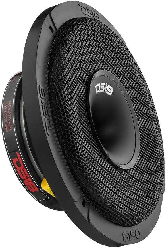DS18 PRO-HY8MSL 8" Shallow Hybrid Mid-Range Car Audio Loudspeaker with Built-in Driver with Built-in Driver and Grill Included 400W Max 200W RMS 8