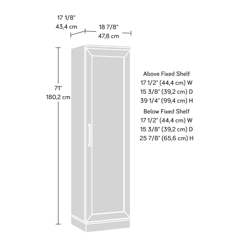 Sauder HomePlus Narrow Pantry Storage Cabinet Slim Single Door with Adjustable Shelves, Kitchen Laundry Bathroom Storage Cabinet, in Soft White