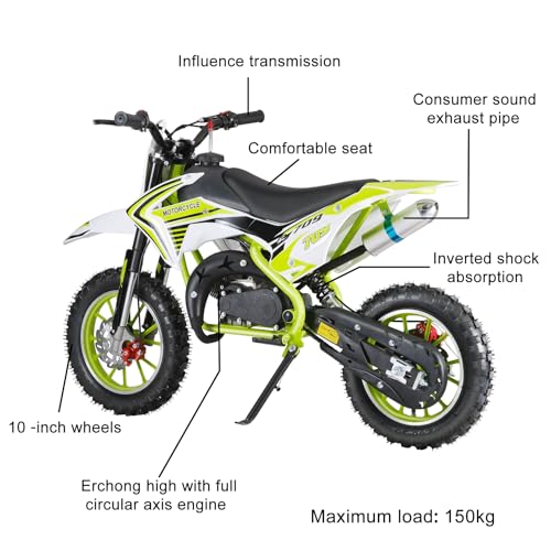 Honrane 50cc Dirt Bike for Kids, 2-Stroke Gas Power Motocross Bike, Off Road Mini Dirt Bike, Cool Appearance Kids Dirt Bike, Gas Motorcycle