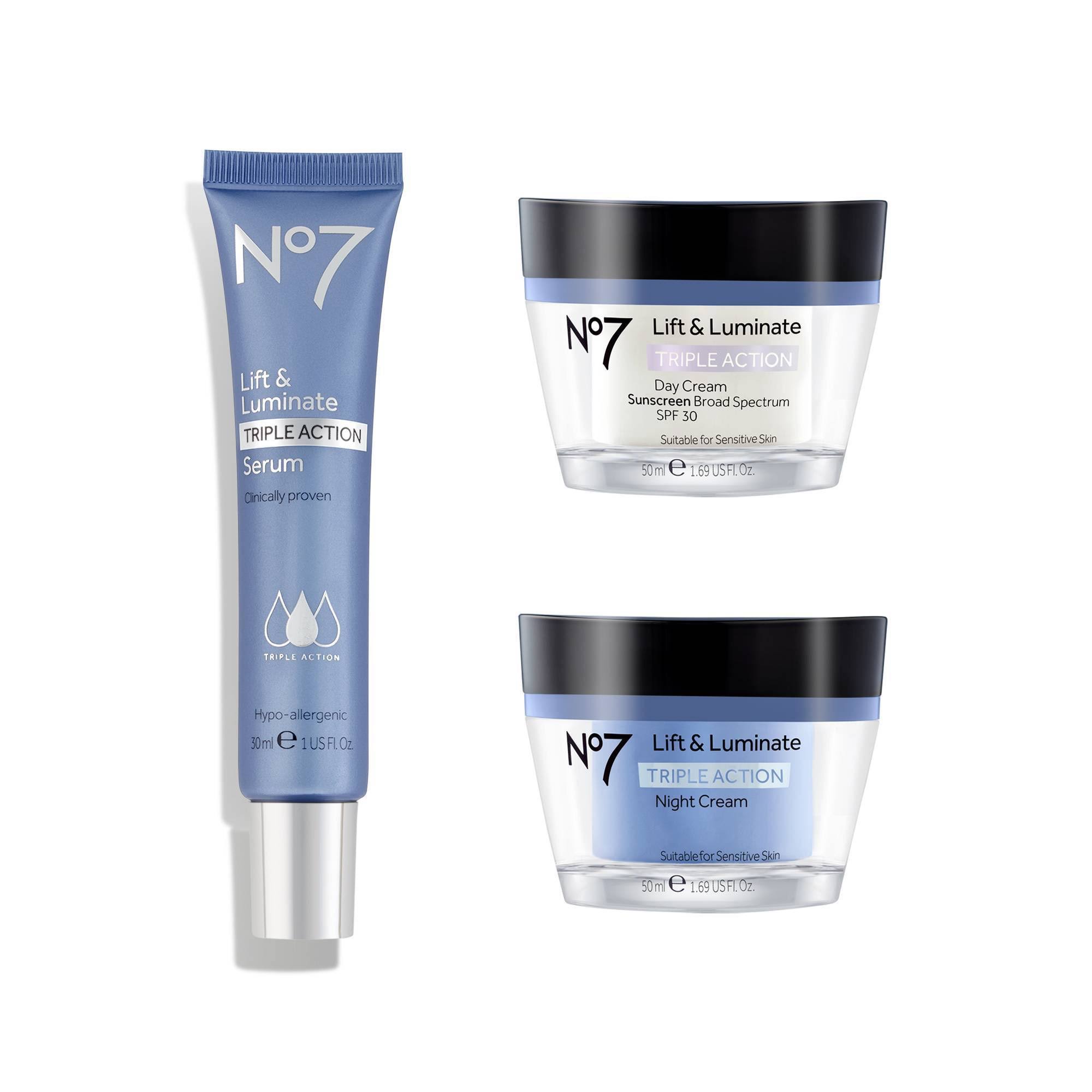 No7 Skincare System, Anti-Ageing, Lift u0026 Luminate Triple Action