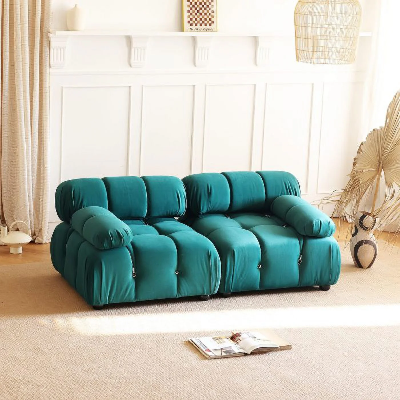 Modular Sectional Sofa Modern Two Seater Loveseat Wide Couch Sectional for Living Room Bedroom Apartment Green
