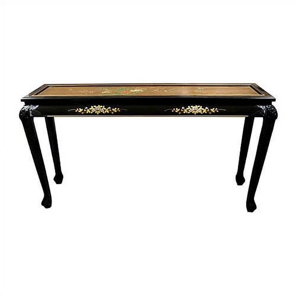 Oriental Furniture 29" Claw Foot Console Table, Mother of Pearl, Lacquer, Living area, entrance, Decorative furniture, Traditional