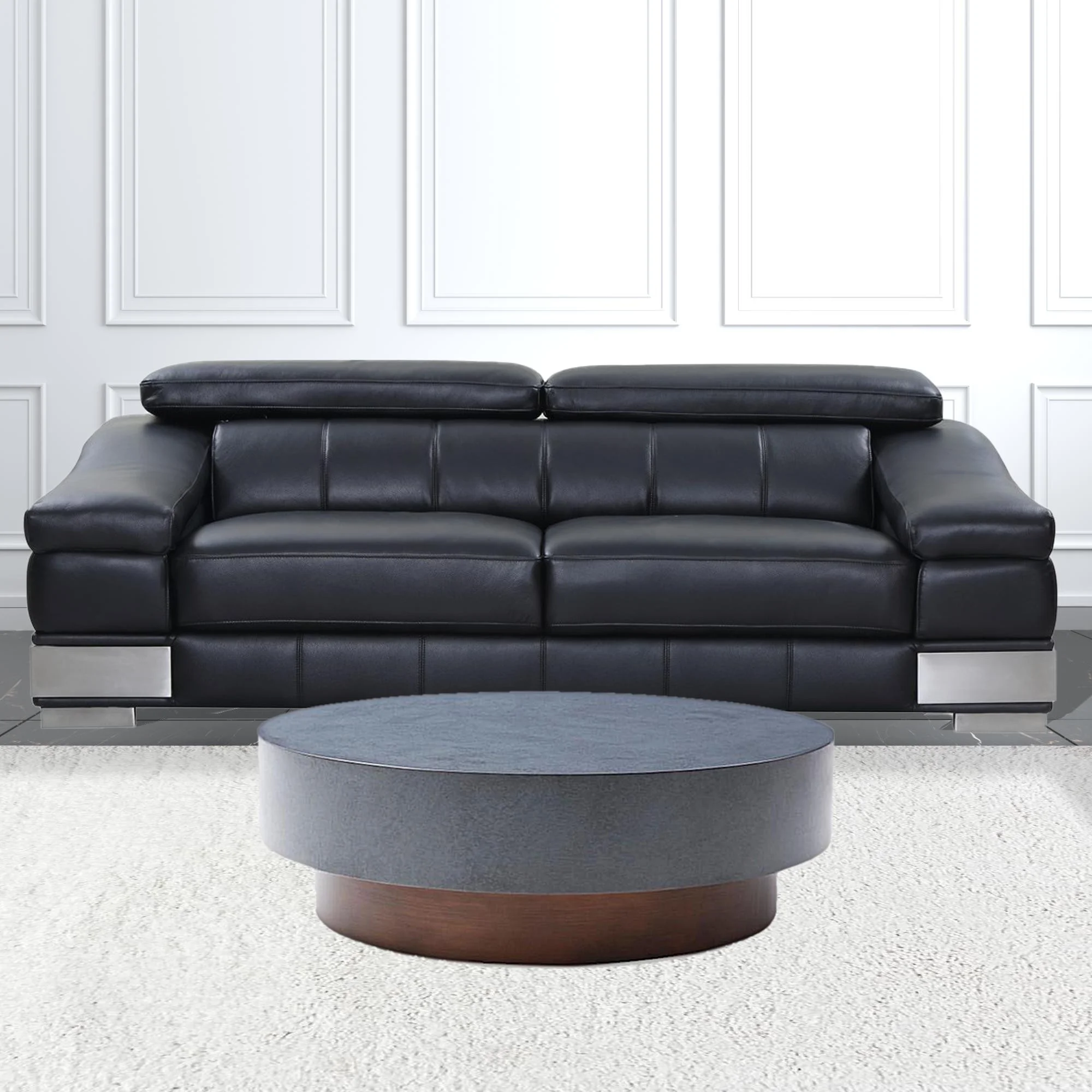 HomeRoots 489058 48 in. Antique Copper & Grey Steel Round Coffee Table