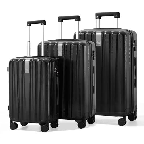 Hanke 29 Inch Luggage Suitcases With Spinner Wheels Lightweight PC hardside Rolling Suitcase With Travel Lock, Checked-Large 29-Inch(Blackish Green)