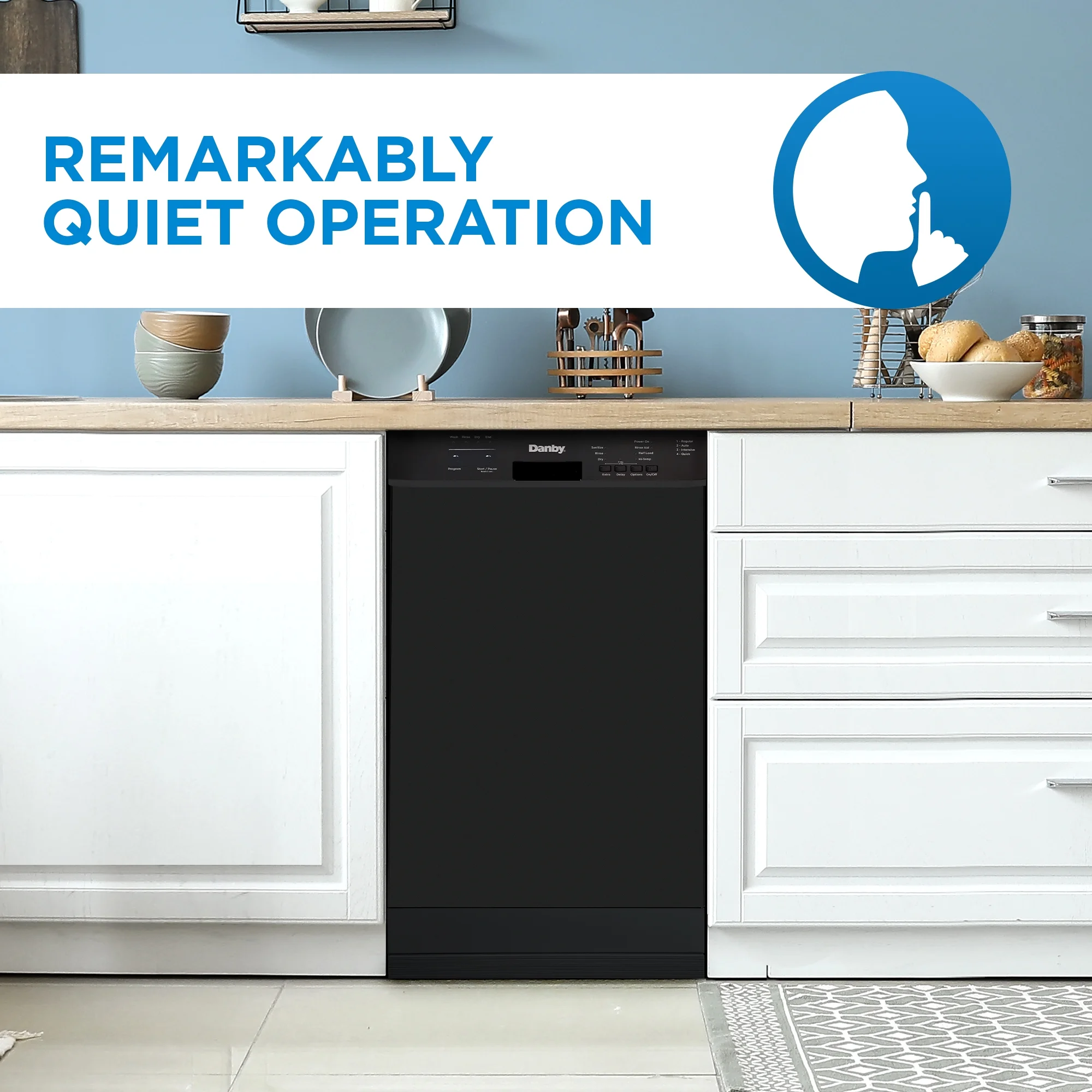 Danby DDW18D1EB 18" Wide Built-in Dishwasher in Black