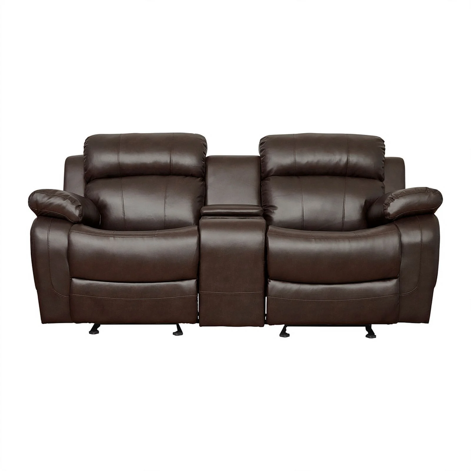 Lexicon Marille Faux Leather 2-Piece Manual Reclining Sofa Set in Brown