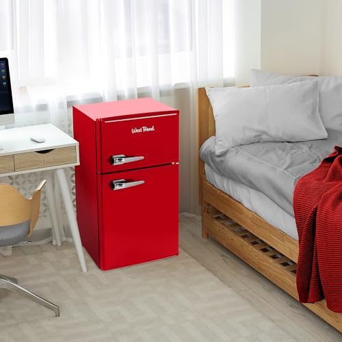 West Bend Mini Fridge with Freezer Retro-Styled for Home Office or Dorm
