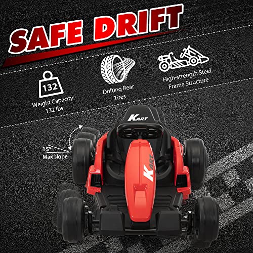 TOBBI 24V Go Kart Electric Drift Kart for Kids 4-16 Year, Ride on Car, 8 MPH Battery Powered Crazy Cart for Kids