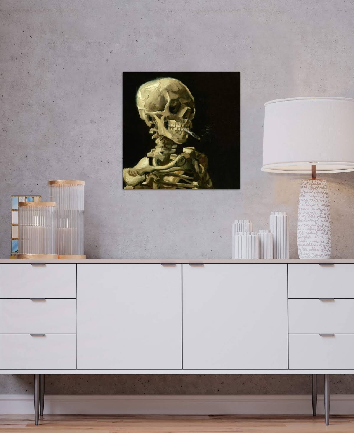 iCanvas Head of A Skeleton with A Burning Cigarette by Vincent Van Gogh Wrapped Canvas Print - 26x22 x 26