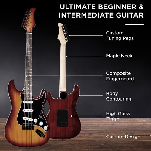 Best Choice Products 39in Full Size Beginner Electric Guitar Starter Kit w/Case, Strap, 10W Amp, Strings, Pick, Tremolo Bar - Sunburst