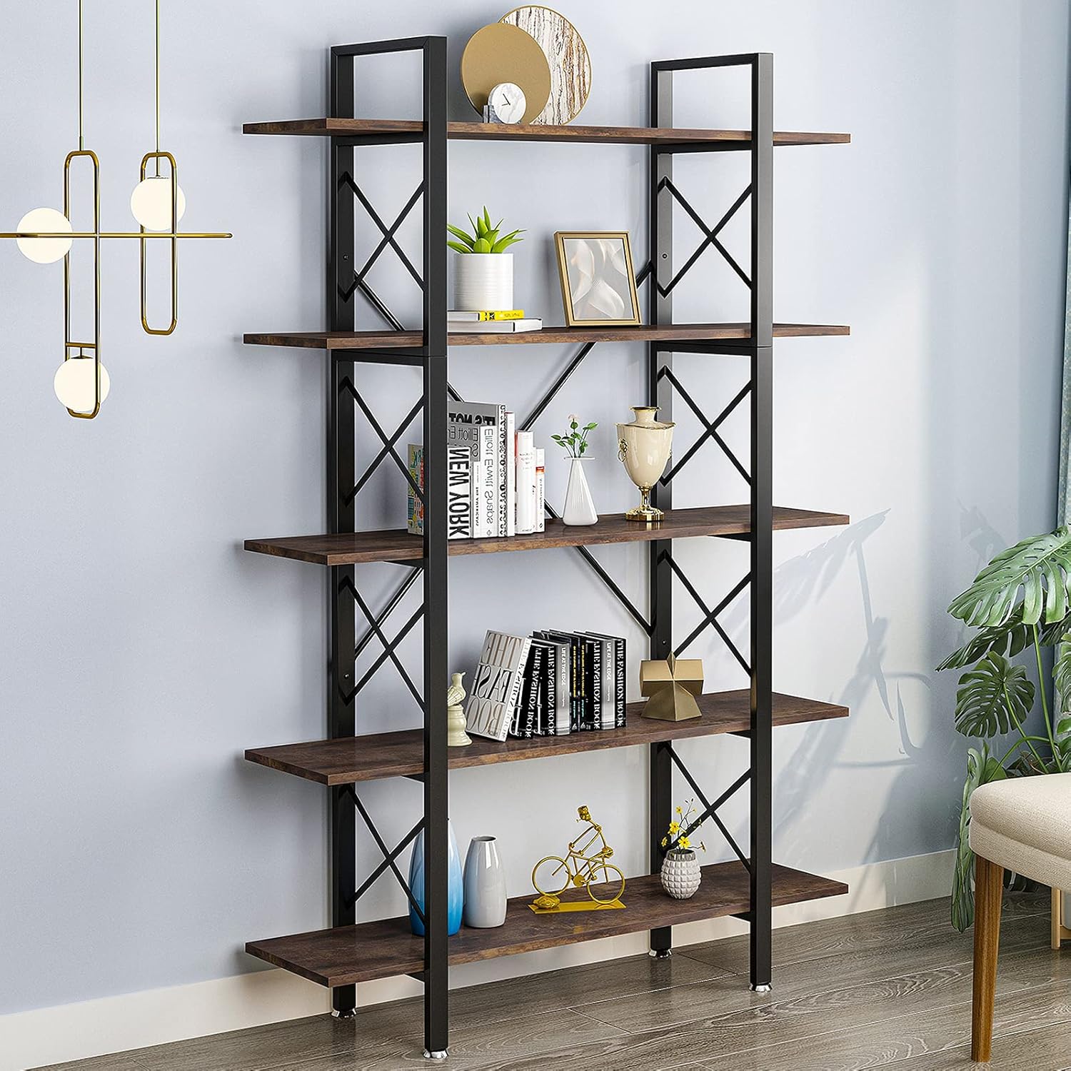 YITAHOME 5 Tier Bookshelf, Open Freestanding 5 Shelf Bookcase 5 Tier Storage Shelf for Display and Collection