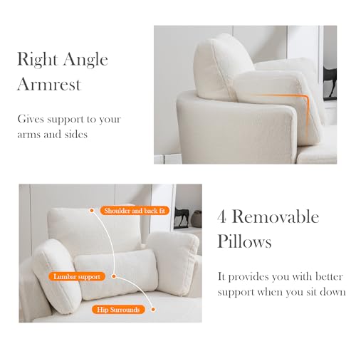 Aoiy & Wifon 42.2" W Oversized Swivel Barrel Chair with Ottoman, Upholstered Round Accent Chair with Storage Ottoman, Chenille, Beige